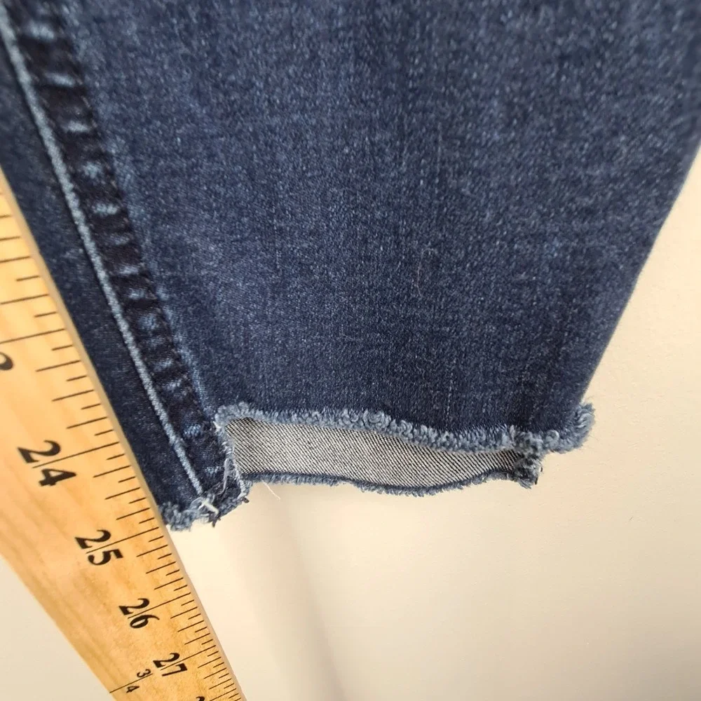Old Navy Rockstar Super‎ Skinny Ankle Jeans Women's Size 4 Blue Mid Rise Raw Hem